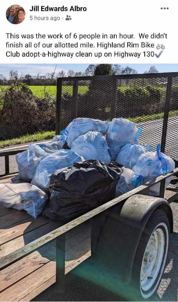 pile of trash from highway clean up
